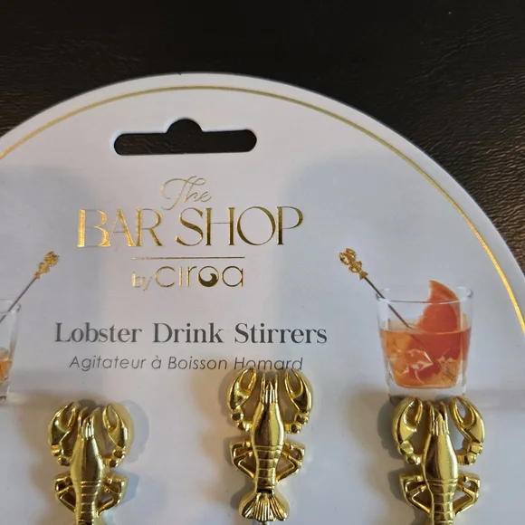 The Bar Shop by Ciroa Gold Lobster Drink Stirrers Set of 4 Stainless Steel - Picture 2 of 5